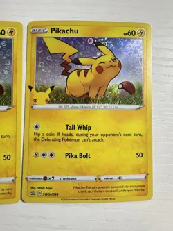 Pokemon PIKACHU 25th Anniversary General Mills SWSH039 HOLO Promo Card 2021 x2 - Image 4