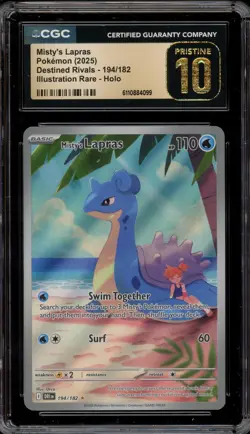 Pokemon Misty's Lapras Destined Rivals Illustration Rare #194 CGC 10 Pristine - Image 1