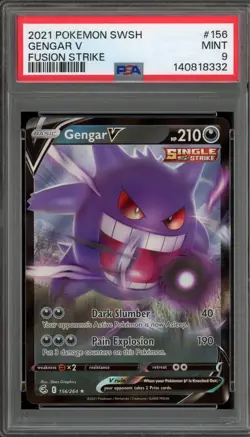 Pokemon Gengar V Fusion Strike Holo Ultra Rare #156 PSA 9 Mint - Image 1