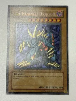 Tri-Horned Dragon LOB-000 Legend of Blue Eyes White Dragon Secret 1st Edition #2 - Image 3