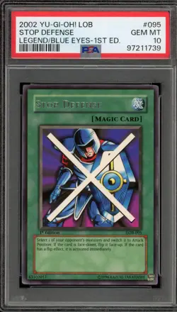 Yu-Gi-Oh! Stop Defense Legend of Blue Eyes 1st Edition Rare LOB-095 PSA 10 - Image 1