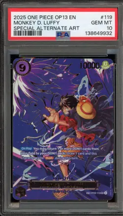 One Piece CCG Monkey.D.Luffy Special Alternate Art OP09-119 PSA 10 Gem Mint - Image 1