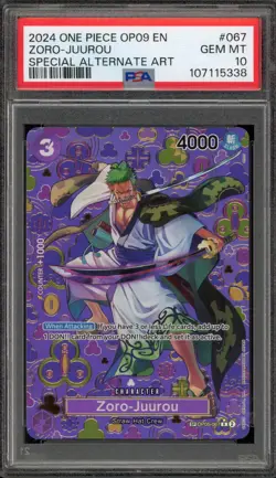 One Piece CCG Zoro-Juurou Special Alternate Art OP05-067 PSA 10 Gem Mint - Image 1