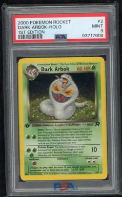 Pokemon Dark Arbok 2/82 Team Rocket Holo 1st Edition PSA 9 Card Mint - Image 1