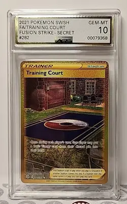 AGS 💎 10 Training Court #282 Secret Rare 2021 Pokemon Fusion Strike Card Graded - Image 1