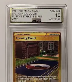 AGS 💎 10 Training Court #282 Secret Rare 2021 Pokemon Fusion Strike Card Graded - Image 4