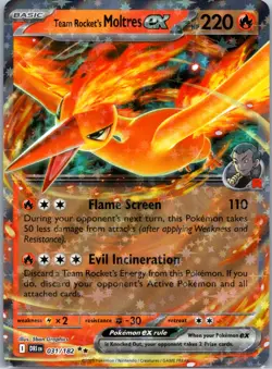 Pokemon TCG Team Rockets Moltres EX Holo Rare Card 31/182 NM Condition - Image 1