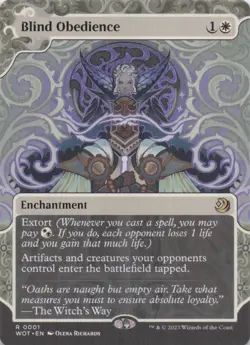 Blind Obedience Wilds of Eldraine Rare Regular #1 NM MTG - Image 1
