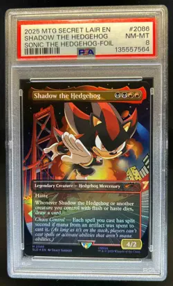 2025 MTG Secret Lair EN Shadow the Hedgehog Sonic the Hedgehog Foil #2086 PSA 8 - Image 1