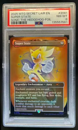2025 MTG Secret Lair EN Super State Sonic the Hedgehog Foil #2081 PSA 8 - Image 1
