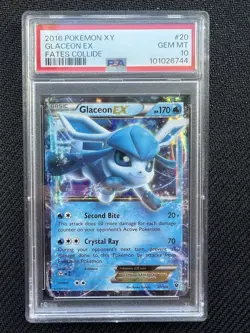 2016 POKEMON XY FATES COLLIDE #20 GLACEON EX PSA 10 - Image 1