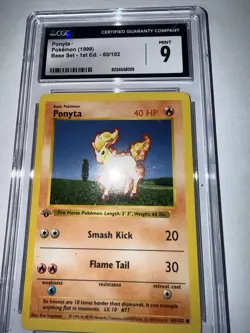1999 Pokemon - 1st Edition Shadowless Ponyta Non-Holo Base Set 60/102 CGC 9 MINT - Image 2