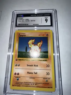 1999 Pokemon - 1st Edition Shadowless Ponyta Non-Holo Base Set 60/102 CGC 9 MINT - Image 3