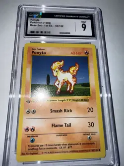 1999 Pokemon - 1st Edition Shadowless Ponyta Non-Holo Base Set 60/102 CGC 9 MINT - Image 4