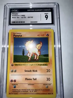 1999 Pokemon - 1st Edition Shadowless Ponyta Non-Holo Base Set 60/102 CGC 9 MINT - Image 5