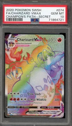 Pokemon Charizard VMAX Champion's Path Secret Rare #074 PSA 10 Gem Mint - Image 1