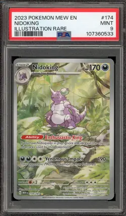 Pokemon Nidoking 151 MEW EN Illustration Rare #174 PSA 9 Mint - Image 1