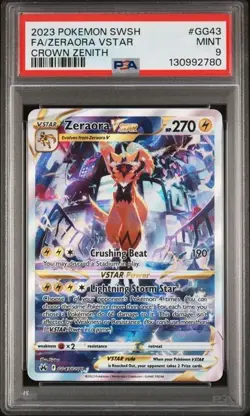 2023 Pokemon Crown Zenith Zeraora VSTAR GG43 PSA 9 MINT TCG - Image 1