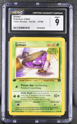 CGC MINT 9 Pokemon Grimer 57/82 2000 Team Rocket 1st Edition - Image 1