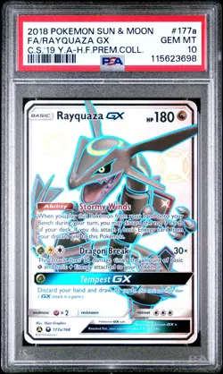 2018 Pokemon Celestial Storm Rayquaza Gx #177a GEM MT PSA 10 H.F. Premium Coll. - Image 1