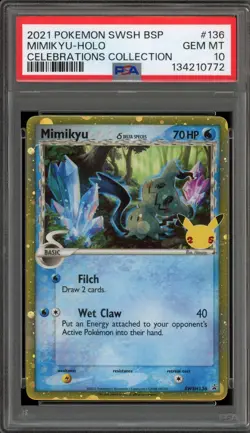 Pokemon Mimikyu Celebrations Coll. Black Star Holo Promo SWSH136 PSA 10 Gem Mint - Image 1