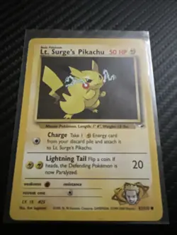 Lt. Surge’s Pikachu 81/132 Common Gym Heroes Pokemon Tcg Card MP - Image 1