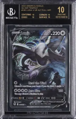2022 POKEMON SILVER TEMPEST ALT FULL ART #186 LUGIA V BGS 10 BLACK LABEL - Image 1