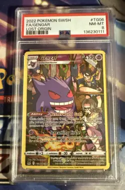2022 POKEMON SWORD & SHIELD LOST ORIGIN #TG06 FULL ART/GENGAR PSA 8 - Image 1