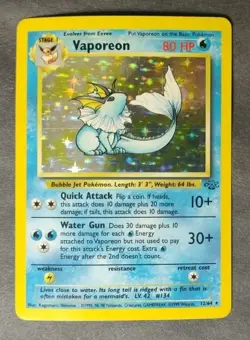 *NEAR MINT* Rare Holographic Pokemon Jungle Set Vaporeon 12/64 (Unltd, English) - Image 1