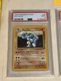 1999 Pokemon Base Set Machoke #34 PSA 9 Mint WOTC Vintage Graded Card MINT CLEAN - Image 1