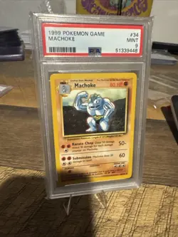1999 Pokemon Base Set Machoke #34 PSA 9 Mint WOTC Vintage Graded Card MINT CLEAN - Image 3