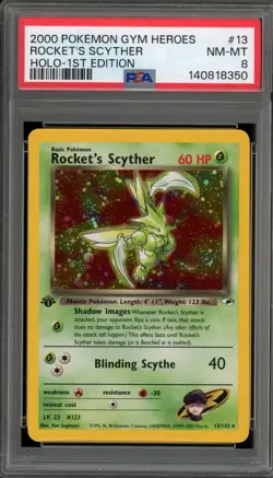 Pokemon Rocket's Scyther Gym Heroes 1st Edition Holo Rare #13 PSA 8 - Image 1
