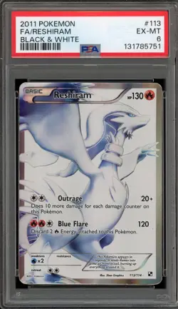 Pokemon Reshiram Black & White Full Art #113 PSA 6 - Image 1