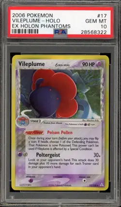 Pokemon Vileplume EX Holon Phantoms Holo Rare #17 PSA 10 Gem Mint - Image 1