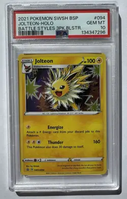 Pokemon 2021 SWSH Black Star Promo 94 Jolteon Holo 3 Pack Blister PSA 10 - Image 1