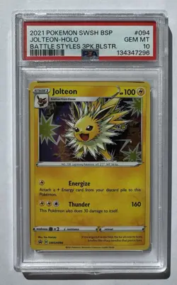 Pokemon 2021 SWSH Black Star Promo 94 Jolteon Holo 3 Pack Blister PSA 10 - Image 2