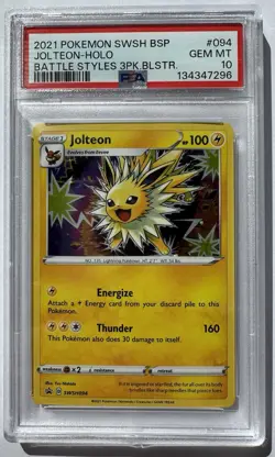 Pokemon 2021 SWSH Black Star Promo 94 Jolteon Holo 3 Pack Blister PSA 10 - Image 4