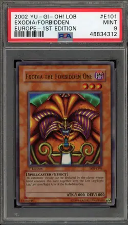 Yu-Gi-Oh! Exodia The Forbidden One Blue Eyes 1st Ed EUROPE LOB-E101 PSA 9 Mint - Image 1