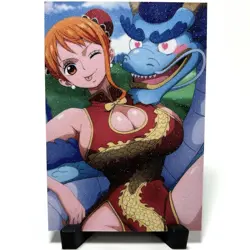 One Piece Nami Sexy Hot Anime Waifu Girl Doujin Lewd Goddess Glitter Art Card - Image 1