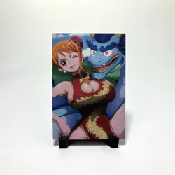 One Piece Nami Sexy Hot Anime Waifu Girl Doujin Lewd Goddess Glitter Art Card - Image 2