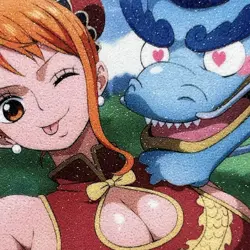 One Piece Nami Sexy Hot Anime Waifu Girl Doujin Lewd Goddess Glitter Art Card - Image 3