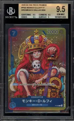 One Piece CCG Monkey.D.Luffy Dreamhack Dallas 2024 Promo P-043 BGS 9.5 - Image 1
