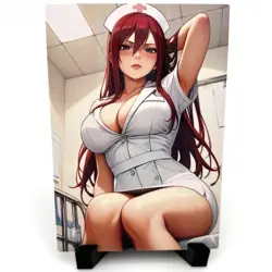 Fairy Tail Erza Scarlet Sexy Anime Waifu Nurse Girl Lewd Goddess Story Art Card - Image 1