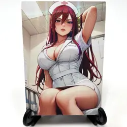 Fairy Tail Erza Scarlet Sexy Anime Waifu Nurse Girl Lewd Goddess Story Art Card - Image 2