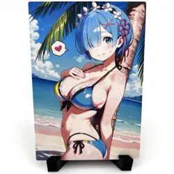 Re:Zero Rem Sexy Hot Bikini Anime Waifu Girl Doujin Lewd Goddess Story Art Card - Image 1