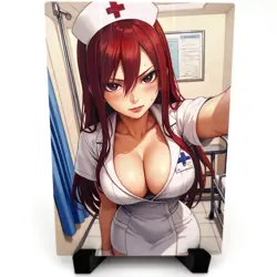 Fairy Tail Erza Scarlet Sexy Hot Anime Waifu Nurse Girl Goddess Story Art Card - Image 2