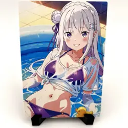Re:Zero Emilia Sexy Bikini Anime Waifu Girl Lewd Doujin Goddess Story Art Card - Image 1