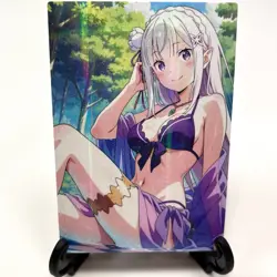 Re:Zero Emilia Sexy Hot Anime Waifu Girl Lewd Doujin Goddess Story Holo Art Card - Image 2