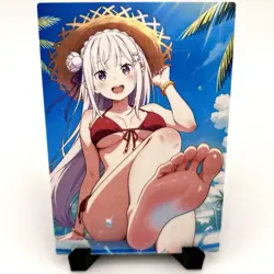 Re:Zero Emilia Sexy Bikini Anime Waifu Girl Doujin Lewd Goddess Story Art Card - Image 1