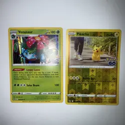 Pokemon Venusaur & Pikachu Holo Rares Pokemon GO Set Cards Mint Condition! - Image 1